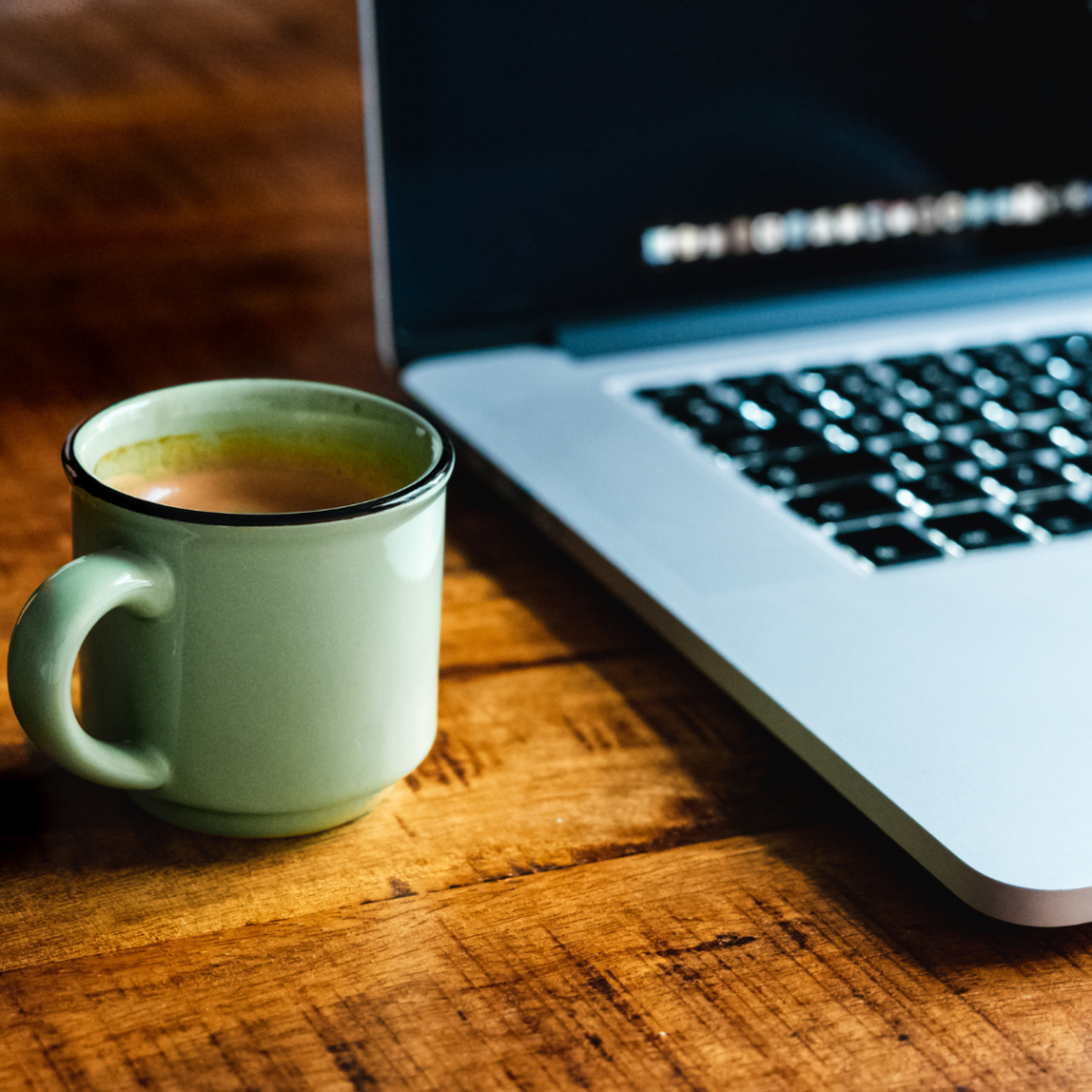 Laptop and cup of coffee 