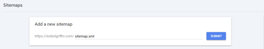 screenshot of submitting a sitemap to google search console